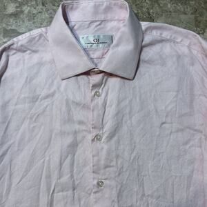 Carolina Herrera Shirt Mens 17 Pink Oxford Long Sleeve Button Cotton French Cuff